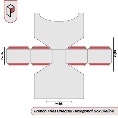 French Fries Unequal Hexagonal Box Dieline